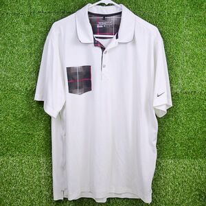 Nike Golf Tour Premium Polo Shirt - Plaid Pocket - Men's Size XL